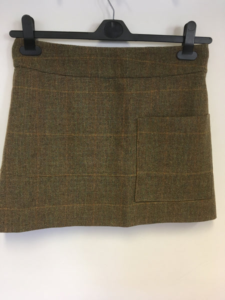 BRAND NEW JOULES BROWN GREEN TWEED WOOL MINI SKIRT SIZE 10 Whispers Dress Agency
