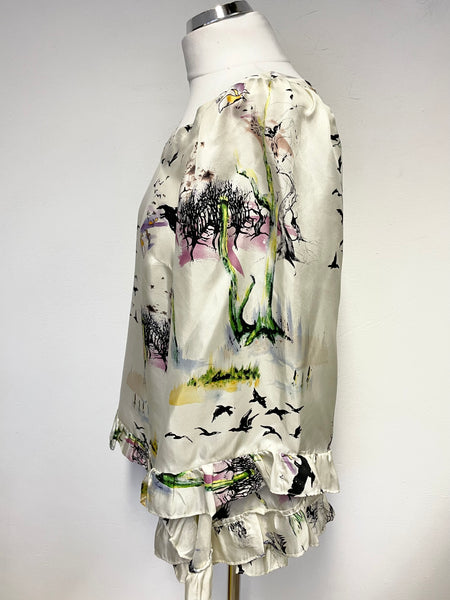 rutzou silk dress Rutzou Tan Silk Dress in Silver Dot Pattern Size 36/US2