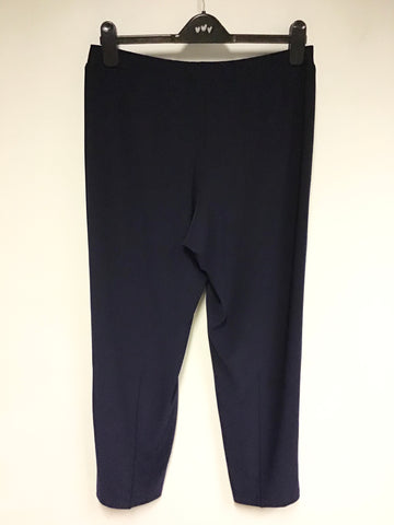 CREA CONCEPT NAVY BLUE SHORT SLEEVE STRETCH TOP & MATCHING TROUSERS SIZE 42/44 UK 16/18