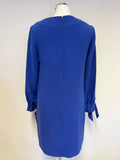 BRAND NEW JAEGER BLUE LONG SLEEVE TIE CUFFS SHIFT DRESS SIZE 10