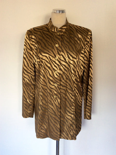 CAROLINE ROHMER GOLD BROWN PRINT SPECIAL OCCASION JACKET SIZE 18