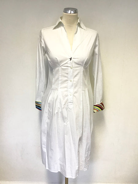 PAUL SMITH BLACK LABEL WHITE COTTON LONG SLEEVE SHIRT DRESS SIZE 38 UK 10