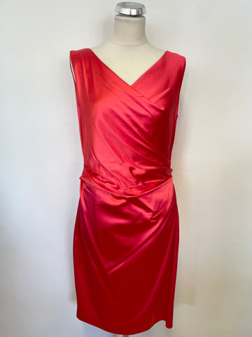 DAMSEL IN A DRESS RED SATIN DRAPED SPECIAL OCCASION/ COCKTAIL PENCIL DRESS SIZE 14