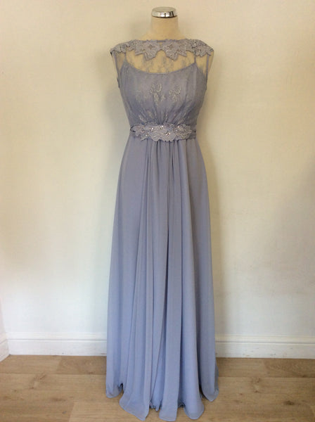 COAST SMOKE GREY LACE TOP LONG EVENING SPECIAL OCCASION DRESS SIZE 10