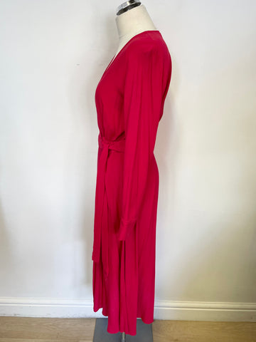 & OTHER STORIES RED LONG SLEEVE WRAP DRESS SIZE 40 UK 12