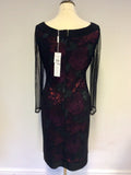 BRAND NEW GINA BACCONI BLACK MESH WITH RED & GREEN SEQUINS COCKTAIL DRESS SIZE 18