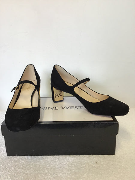 NEW NINE WEST BLACK SUEDE MARY JANE HEELS SIZE 6.5 39.5 Whispers Dress Agency