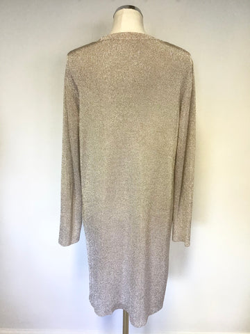 BRAND NEW COS CHAMPAGNE/ ROSE GOLD METALLIC LONG SLEEVE KNIT DRESS SIZE L
