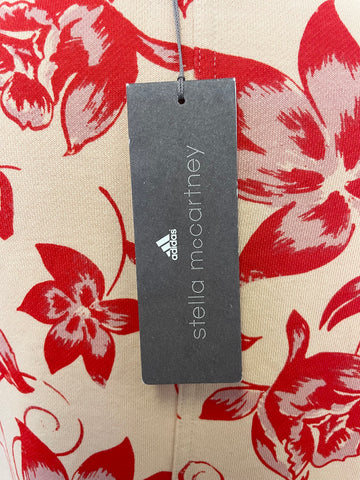BRAND NEW STELLA McCARTNEY FOR ADIDAS PEACH & RED FLORAL PRINT OVERSIZE BOXY SWEATSHIRT TOP SIZE S