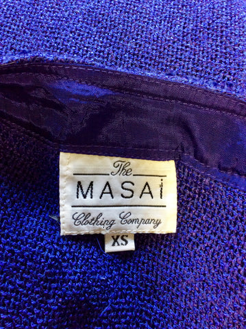THE MASAI CLOTHING COMPANY DARK PURPLE SHORT SLEEVE LONG CARDIGAN SIZE XS