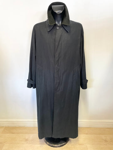 MULBERRY BLACK DETACHABLE LEATHER COLLAR OVER COAT/ MAC SIZE XL