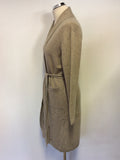 LAURENCE TAVERNIER FAWN WOOL & CASHMERE SHORT KNIT ROBE SIZE M