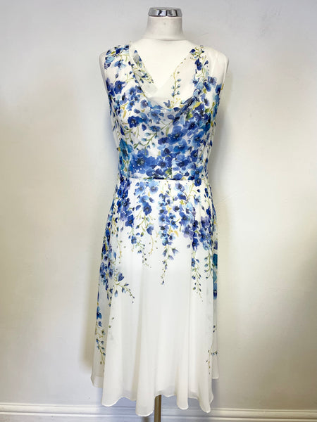 hobbs blue and white floral dress Hobbs London Women's Angelica Pleated Fit-Flare Midi Dress