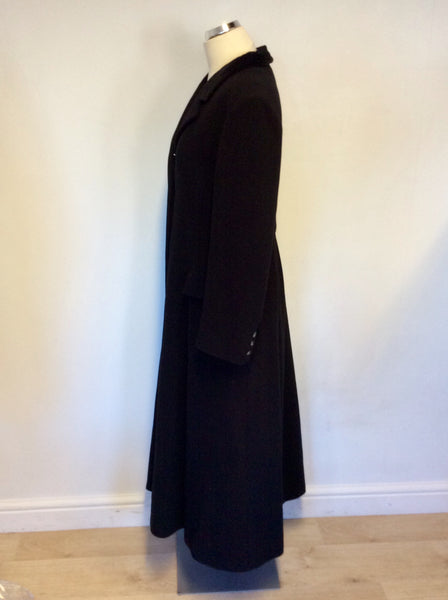 LAURA ASHLEY BLACK PURE NEW WOOL LONG COAT SIZE 12