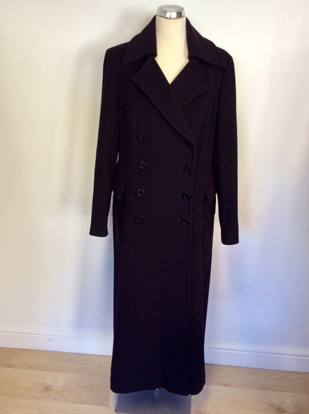 PLANET BLACK WOOL CASHMERE BLEND DOUBLE BREASTED LONG COAT SIZE 14