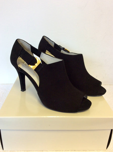 BRAND NEW ANNE KLEIN BLACK OLITA BLACK SUEDE PEEPTOE HEELS SIZE 6