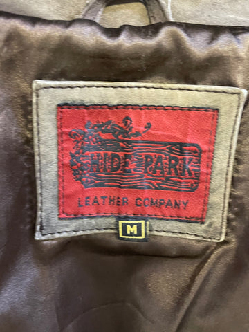 VINTAGE HYDE PARK LEATHER COMPANY BROWN LEATHER FITTED JACKET SIZE M