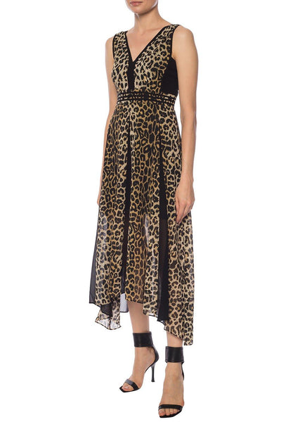 BRAND NEW ALL SAINTS MACELLO LEPPO SLEEVELESS LEOPARD PRINT MIDI DRESS SIZE 14