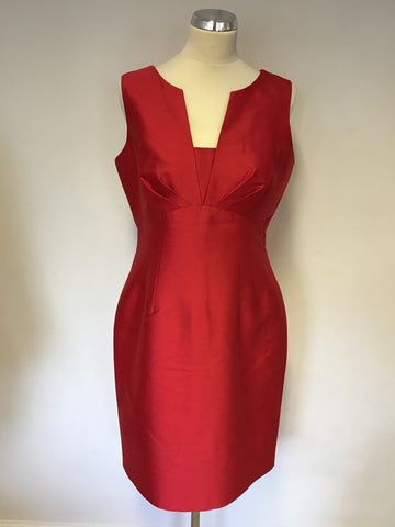 HOBBS INVITATION RED WOOL & SILK SPECIAL OCCASION DRESS SIZE 12