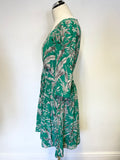 SOMERSET BY ALICE TEMPERLEY GREEN FLORAL PRINT SILK DRESS SIZE 12