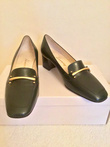 BRAND NEW HERZAG DARK GREEN LEATHER COURT SHOES SIZE 5/38