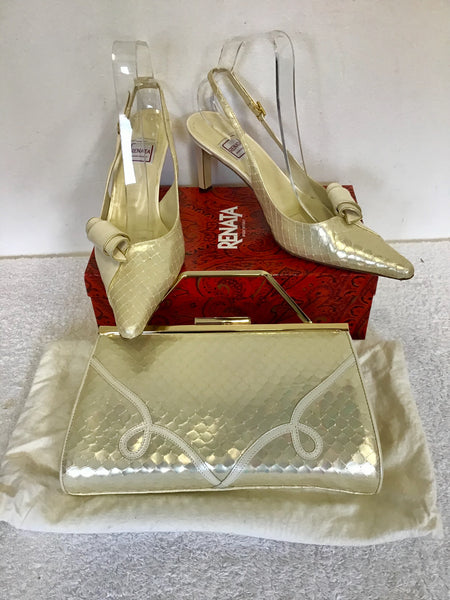 RENATA CREAM PERARLISED LEATHER SLINGBACK HEELS SIZE 6 39