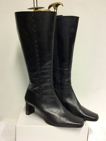 DOLCIS BLACK LEATHER KNEE LENGTH BOOTS SIZE 6 39 Whispers Dress