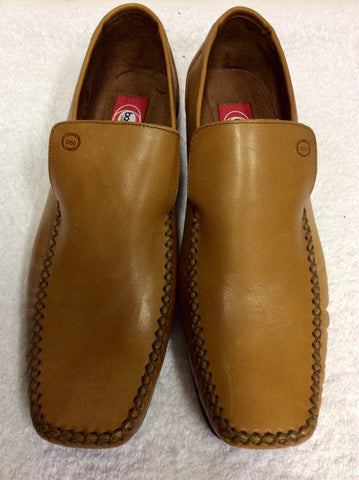 BRAND NEW BASE LONDON TAN LEATHER SLIP ON SHOES SIZE 9/43