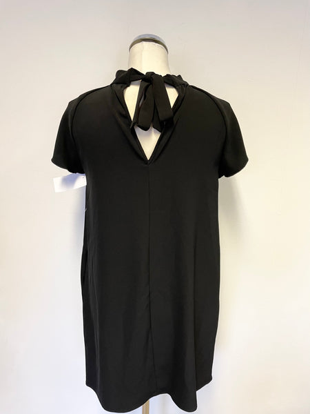 BRAND NEW ZARA BLACK HIGH NECK TIE BACK SHORT SLEEVE SHIFT DRESS SIZE –  Whispers Dress Agency