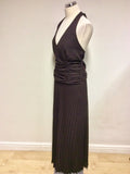 BRAND NEW MONSOON CHOCOLATE BROWN HALTERNECK LONG OCCASION DRESS SIZE 18