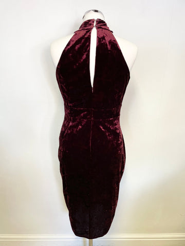 JESSICA WRIGHT ROXANNE DEEP RED CRUSHED VELVET PENCIL DRESS SIZE 14