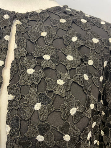 HOBBS BLACK & WHITE FLORAL LACE SPECIAL OCCASION DRESS COAT SIZE 12