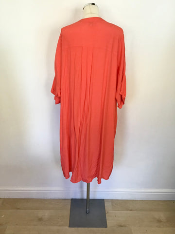 KIN BY JOHN LEWIS  CORAL OVERSIZE SHORT SLEEVE DRESS WITH ADDITIONAL BELT SIZE 14