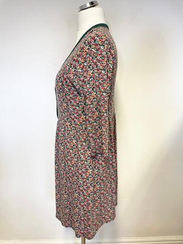 CATH KIDSTON MULTI COLOURED DITSY FLORAL PRINT 3/4 SLEEVE STRETCH JERSEY DRESS SIZE 8