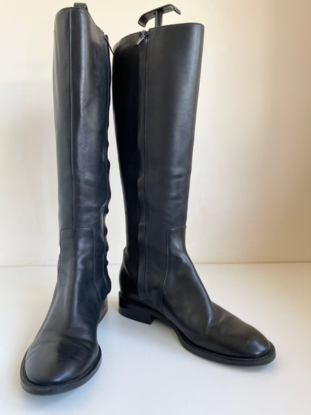 NINE WEST BLACK LEATHER KNEE LENGTH BOOTS SIZE 5/38
