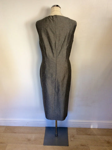 AUSTIN REED GREY SILK & LINEN PENCIL DRESS SIZE 16