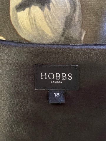 HOBBS BLACK & GREY FLORAL PRINT PENCIL DRESS SIZE 18