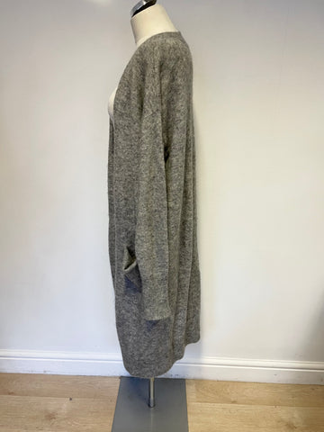 & OTHER STORIES GREY MOHAIR BLEND LONG CARDIGAN SIZE M