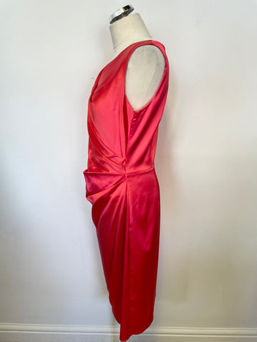 DAMSEL IN A DRESS RED SATIN DRAPED SPECIAL OCCASION/ COCKTAIL PENCIL DRESS SIZE 14