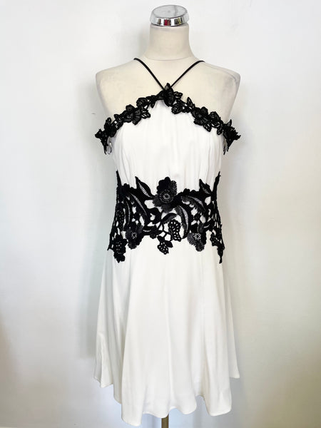 BRAND NEW KAREN MILLEN WHITE & BLACK LACE OFF SHOULDER STRAPS OCCASION Whispers Dress Agency BRAND NEW KAREN MILLEN WHITE & BLACK LACE OFF SHOULDER STRAPS OCCASION Whispers Dress Agency