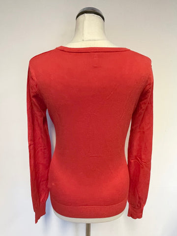 ARMANI JEANS RED V NECK LONG SLEEVE CARDIGAN SIZE S