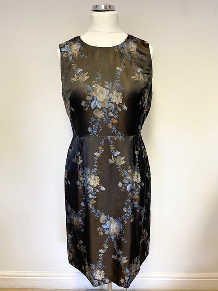 HOBBS INVITATION BLACK FLORAL PRINT SLEEVELESS SPECIAL OCCASION DRESS SIZE 14