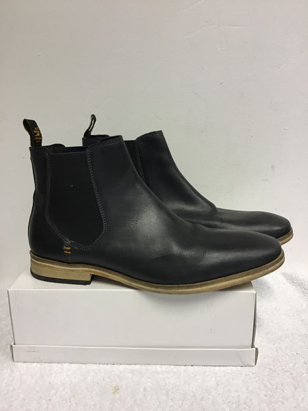 SUPERDRY BLACK ECLIPSE PREMIUM METEOR LEATHER CHELSEA BOOTS SIZE