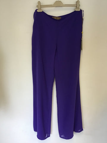 BRAND NEW DEMETRIOS PURPLE FLOATY EMBELLISHED TOP & MATCHING TROUSERS SIZE 14