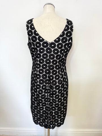 DAMSEL IN A DRESS BLACK LACE OVER IVORY SLEEVELESS PENCIL DRESS SIZE 14
