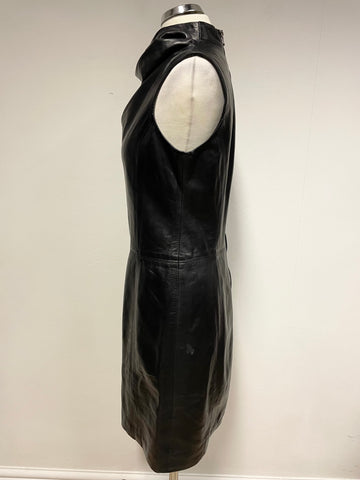 KENNETH COLE BLACK  SUPERSOFT LEATHER SLEEVELESS PENCIL DRESS SIZE 4 UK 8