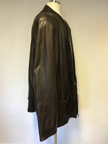 VINTAGE LODENFRY QUALITY DARK BROWN LEATHER JACKET SIZE XL