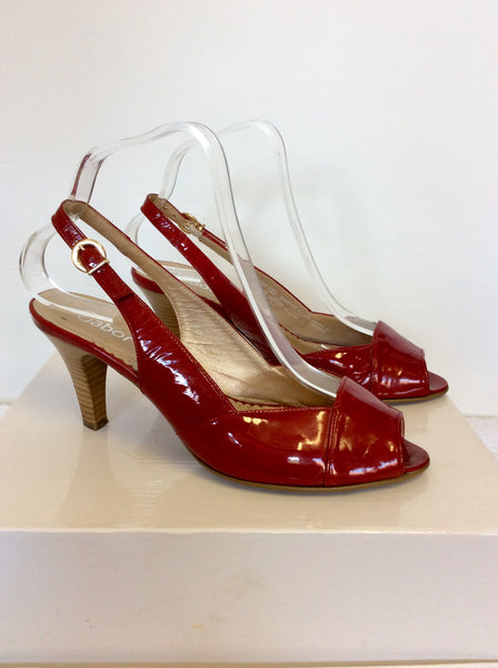 GABOR RED PATENT LEATHER PEEP TOE HEELED SANDALS SIZE 5 38