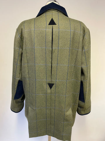 COUSINS OF CHELTENHAM GREEN & BLUE CHECK PURE NEW WOOL COUNTRY JACKET SIZE M