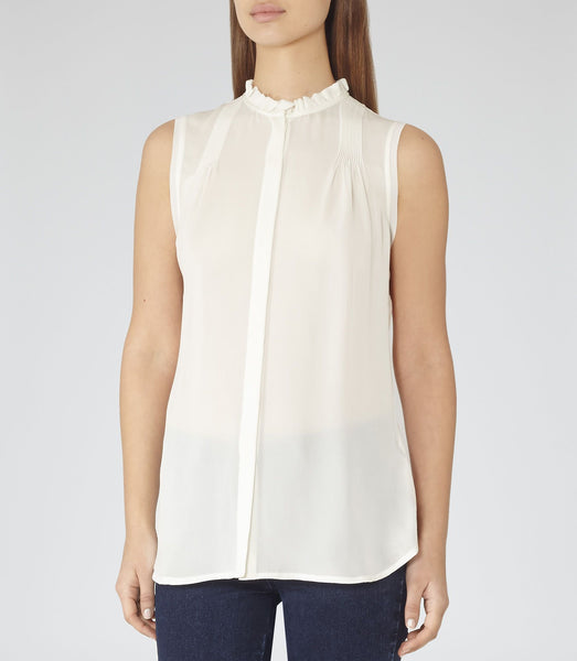 BRAND NEW REISS SIAN IVORY SILK SLEEVELESS BLOUSE SIZE